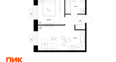 1-к. квартира, 36 м²