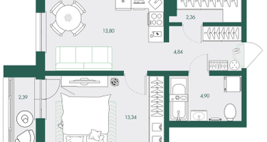 Студия, 42&nbsp;м²