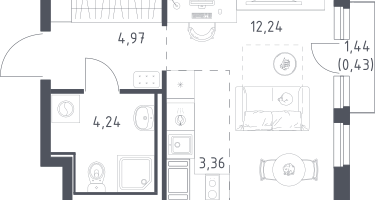 Студия, 25&nbsp;м²