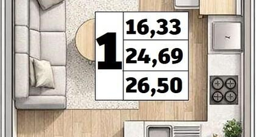 Студия, 26,5&nbsp;м²