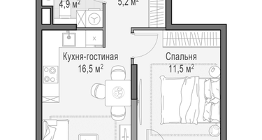 2-к. квартира, 39&nbsp;м²