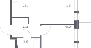 Студия, 38&nbsp;м²