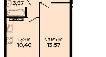 1-к. квартира, 36&nbsp;м²