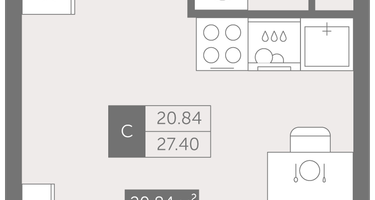 Студия, 27 м²