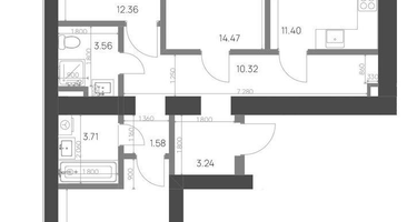 3-к. квартира, 78&nbsp;м²