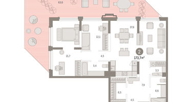 2-к. квартира, 173&nbsp;м²