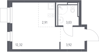 Студия, 22&nbsp;м²