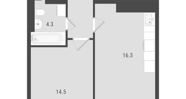 1-к. квартира, 43&nbsp;м²