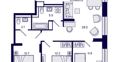 4-к. квартира, 79 м²