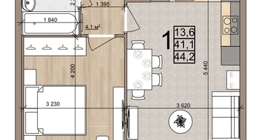 1-к. квартира, 44&nbsp;м²