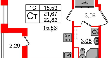 Студия, 21&nbsp;м²