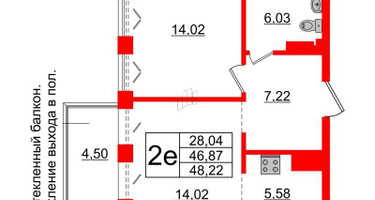 1-к. квартира, 47 м²