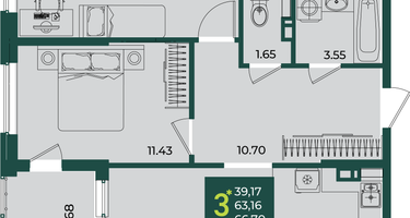 3-к. квартира, 66&nbsp;м²
