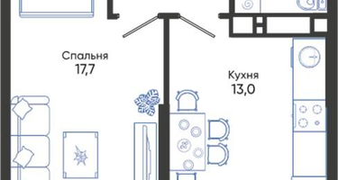 1-к. квартира, 41&nbsp;м²