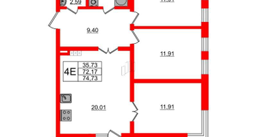 3-к. квартира, 72&nbsp;м²
