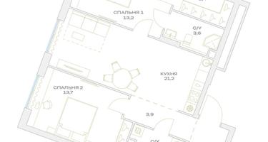 3-к. квартира, 68 м²