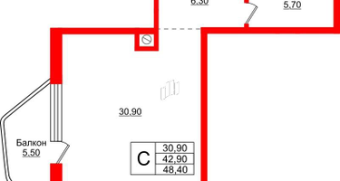 Студия, 48&nbsp;м²