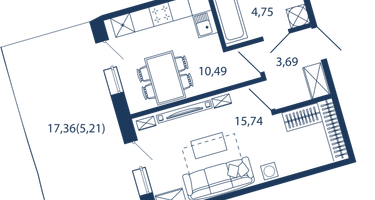 1-к. квартира, 39&nbsp;м²