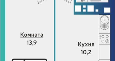 1-к. квартира, 36&nbsp;м²