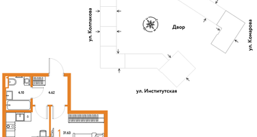 1-комнатная квартира, 31&nbsp;м²