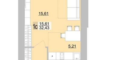 Студия, 34 м²