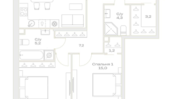 3-к. квартира, 73 м²