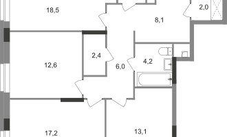 3-к. квартира, 87 м²