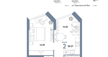 2-к. квартира, 38&nbsp;м²