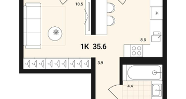 1-к. квартира, 35&nbsp;м²