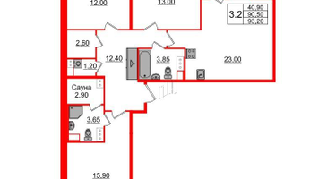 3-к. квартира, 90&nbsp;м²