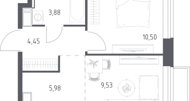 Студия, 34&nbsp;м²