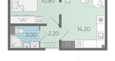 1-к. квартира, 30&nbsp;м²