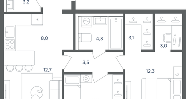 3-к. квартира, 62&nbsp;м²