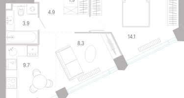 1-к. квартира, 42&nbsp;м²