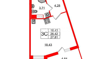 Студия, 26 м²