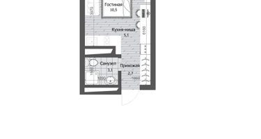 1-к. квартира, 21 м²