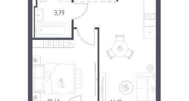 1-к. квартира, 33&nbsp;м²