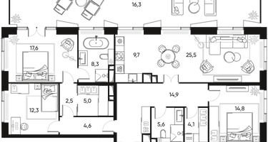 4-к. квартира, 125 м²