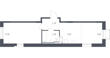 Студия, 44&nbsp;м²
