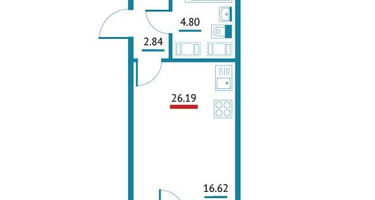 Студия, 26&nbsp;м²