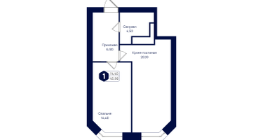 1-к. квартира, 45&nbsp;м²