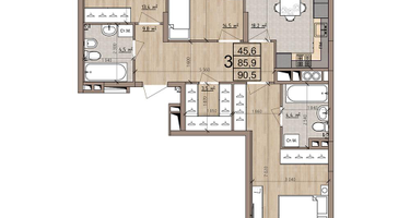3-к. квартира, 90&nbsp;м²