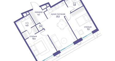 2-к. квартира, 64 м²