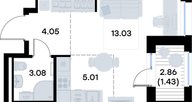 Студия, 26 м²
