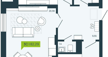 3-к. квартира, 81 м²