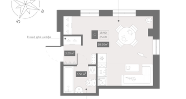 Студия, 26&nbsp;м²