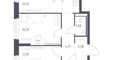 Студия, 53&nbsp;м²