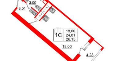 Студия, 24&nbsp;м²