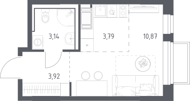 Студия, 21&nbsp;м²