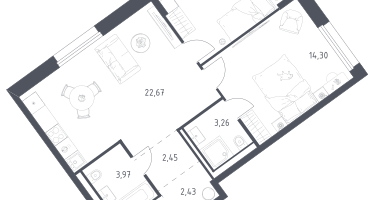 2-к. квартира, 64&nbsp;м²